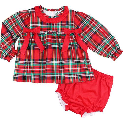 Red Plaid Bow Diaper Set | Cecil and Lou