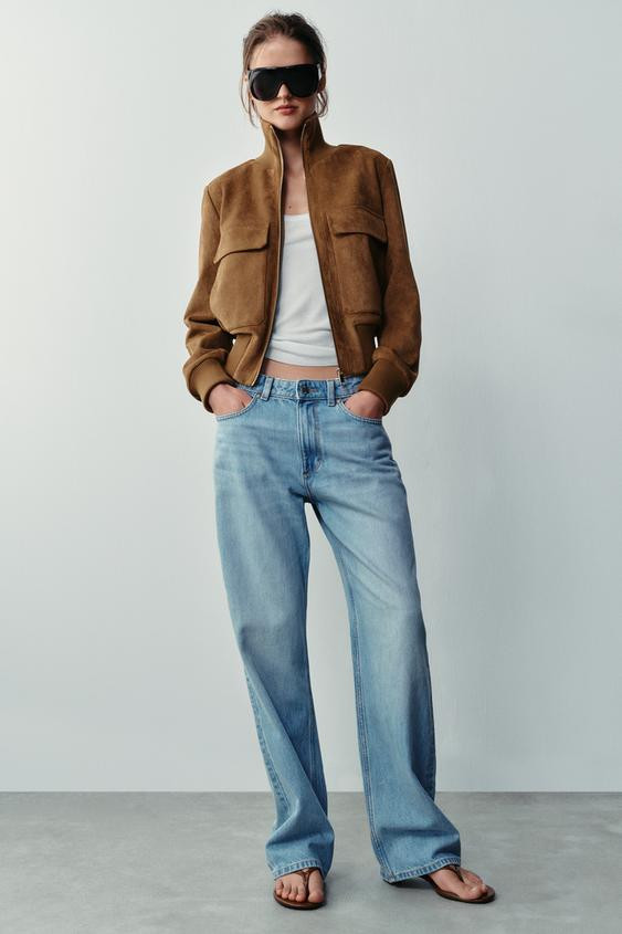 Zara - Faux Suede Bomber Jacket - Light Beige - Xs - Woman | Zara US