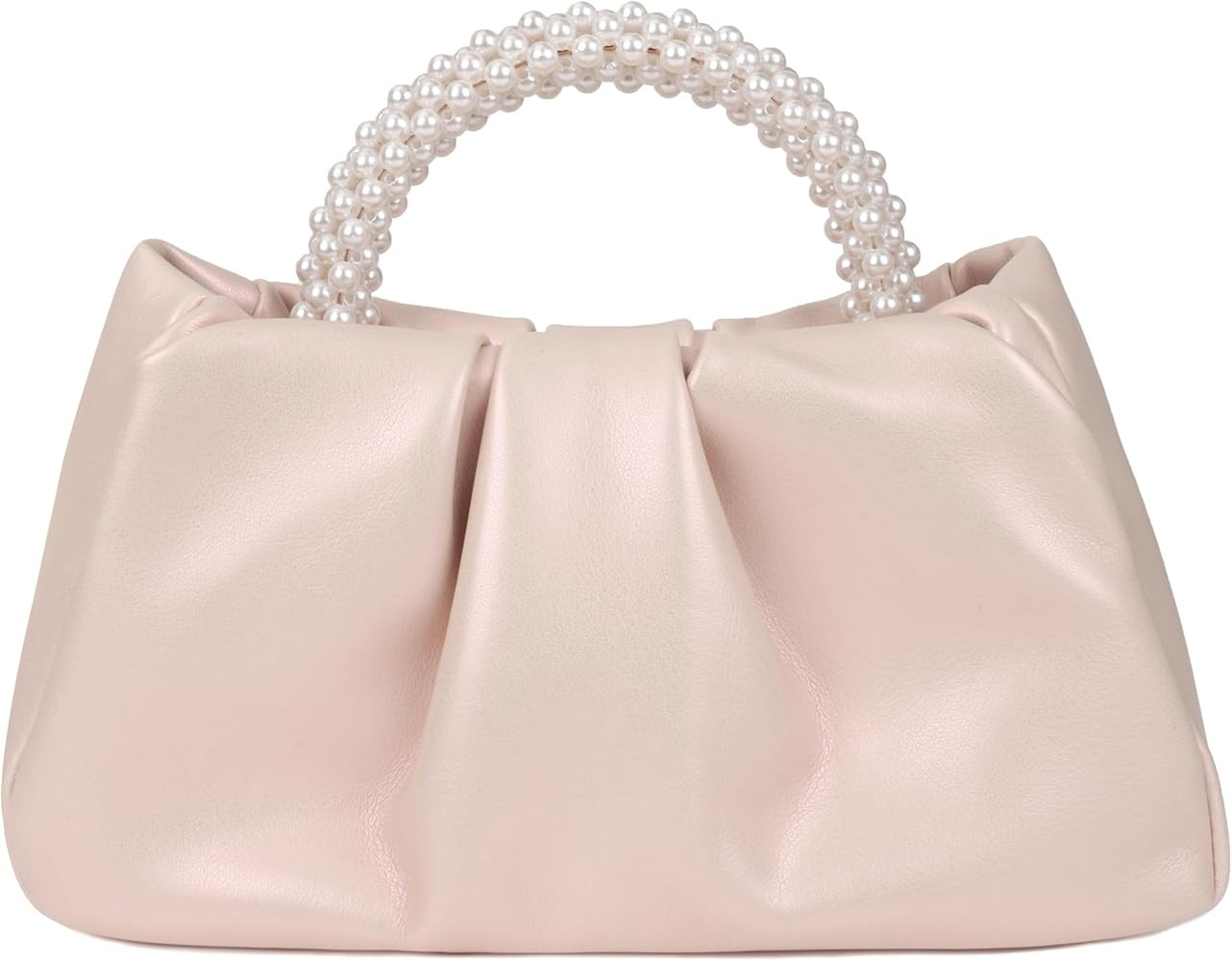 Pleated Clutch Purses for Women Soft Leather Evening Bag Pearl Handbags for Wedding Bridal Party ... | Amazon (US)
