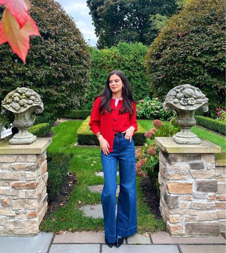 Fall fit with two of my favorite new pieces!  My wide leg jeans from J.Crew and my red sweater from Urban Outfitters! 

#LTKSeasonal #LTKstyletip #LTKU