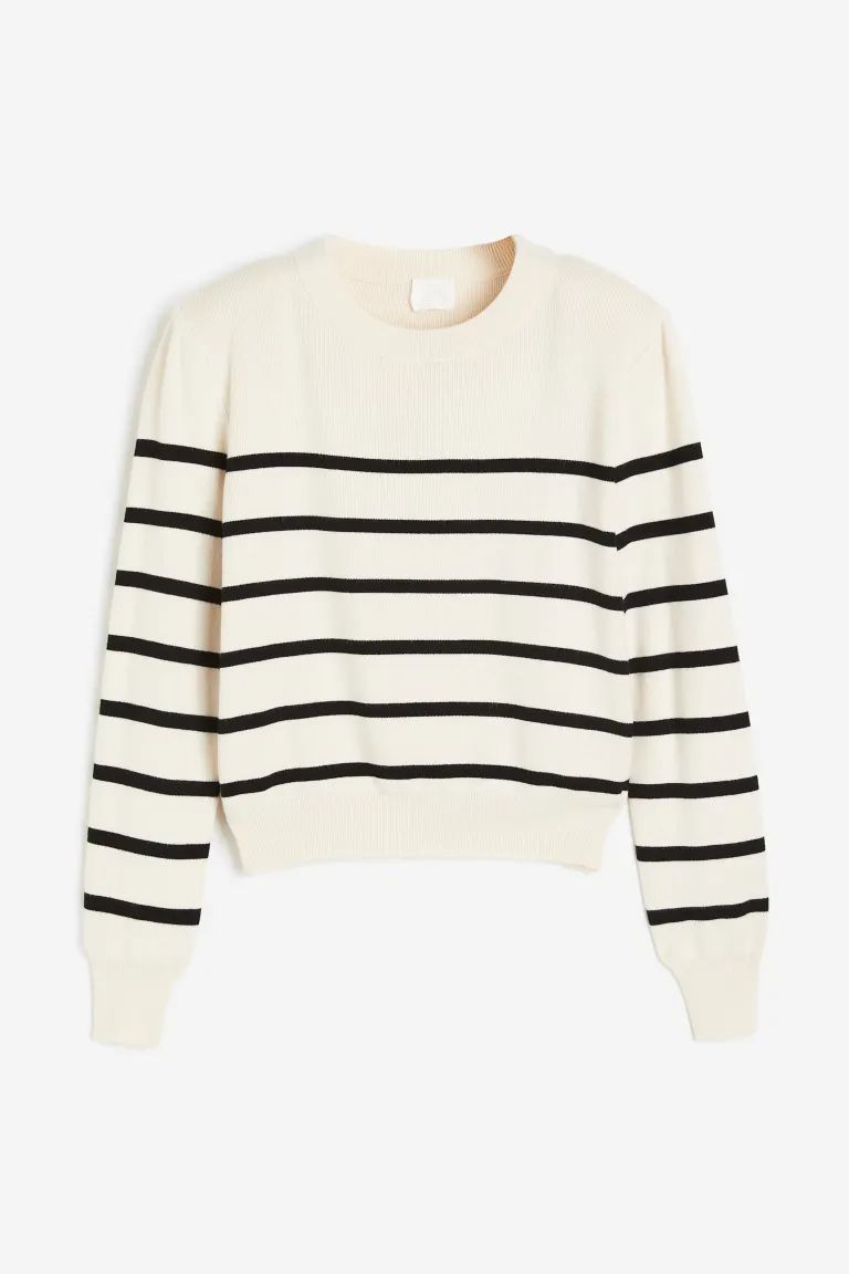 Shoulder-pad Sweater - Cream/black striped - Ladies | H&M US | H&M (US + CA)