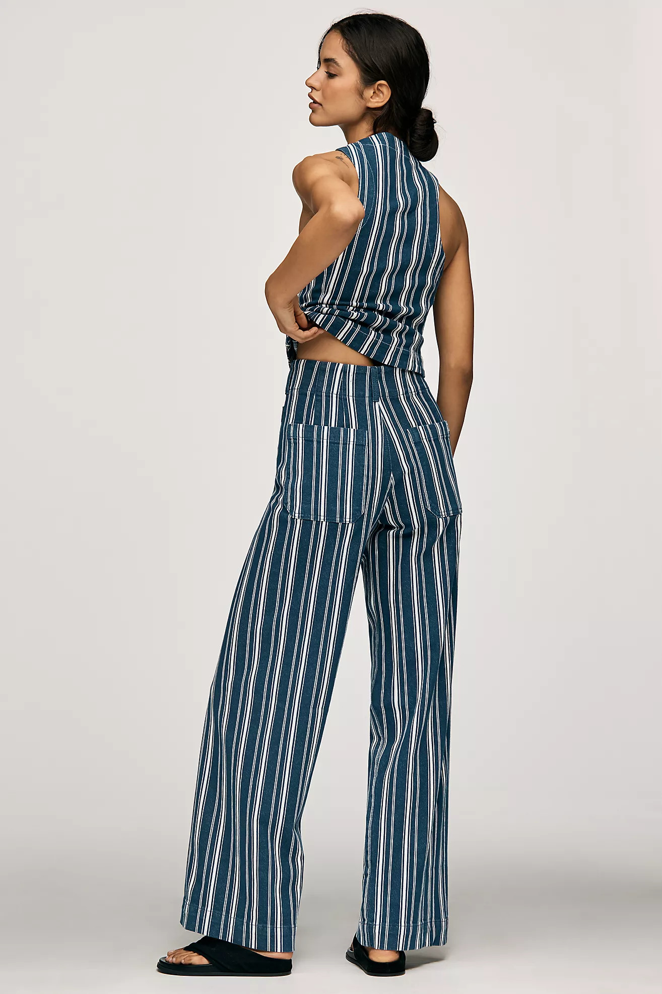 The Colette Striped Full-Length Wide-Leg Pants by Maeve | Anthropologie (US)