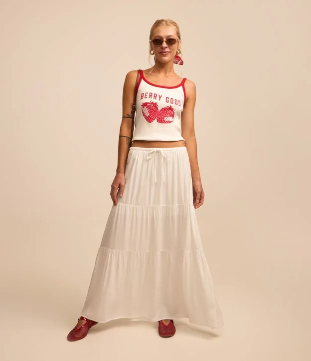 Saia Longa em Viscose com Amarração e Babados Branco - Lojas Renner | Renner (BR)