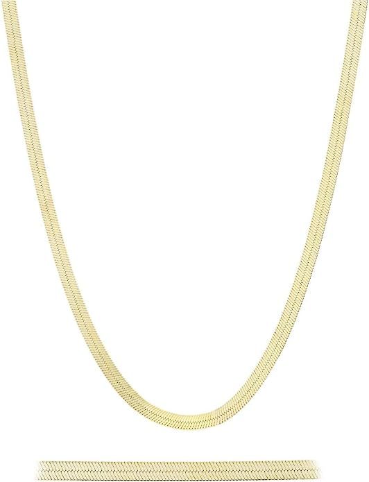 NYC Sterling 3.2mm Unisex Silver Gold Plated Herringbone Necklace | Amazon (US)