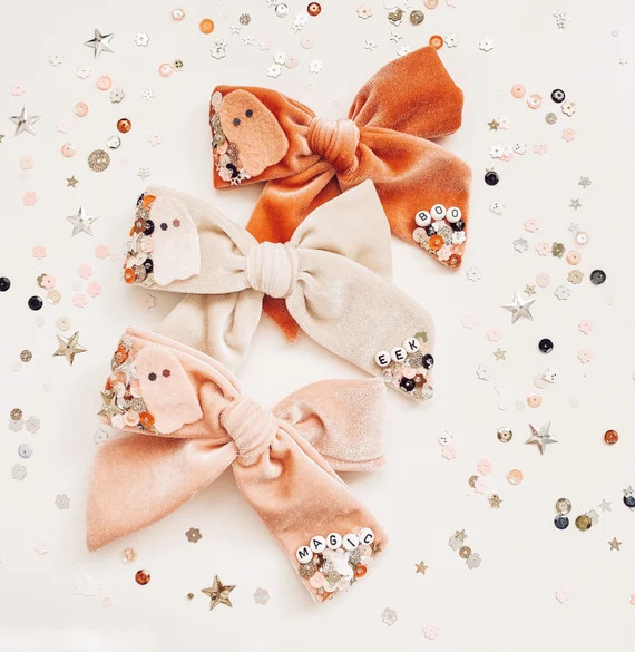 Velvet bow on clip - Halloween | Etsy (US)