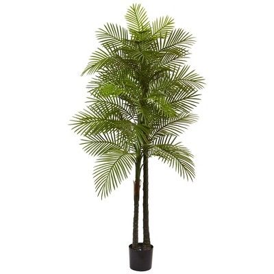 Artificial 7ft Double Robellini Palm Tree UV Resistant Indoor/Outdoor - Nearly Natural | Target
