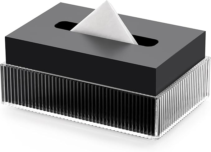 Acrylic Tissue Box Holder,Rectangular Napkin Facial Tissues Holder Dispenser,Tissue Box Cover wit... | Amazon (US)