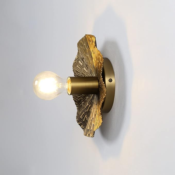 Pathson Brass Metal Wall Sconce Lamp, Split Flower Shade Design Wall Light Fixtures, Art Decor Wa... | Amazon (US)