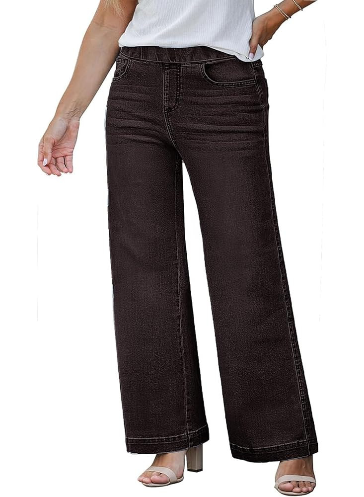 Eytino Womens Plus Size Jeans Straight Leg High Waisted Stretchy Denim Pull On Pants with Pockets... | Amazon (US)