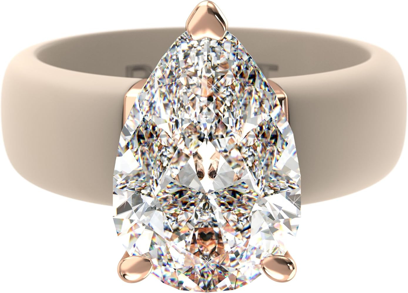 Rinfit Silicone Ring with Stone - Pear Cut Cubic Zirconia Solitaire Engagement Ring for Women - R... | Amazon (US)