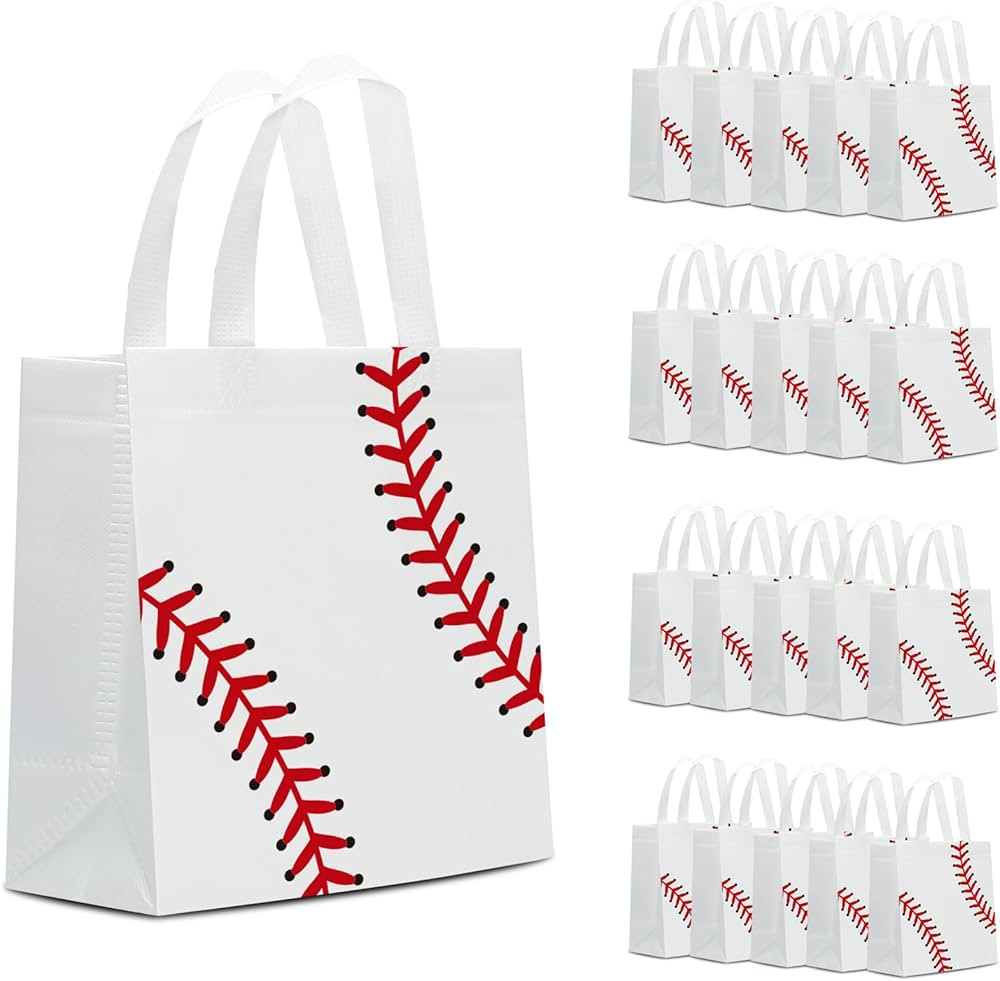 24 PCS Baseball Gift Bags Baseball Party Decorations with Handles Reusable Baseball Goodie Snack ... | Amazon (US)