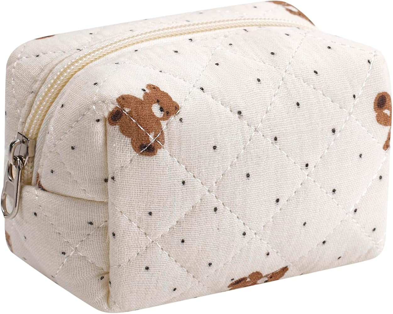 Cute Cotton Mini Cosmetic Bags for Purse,Featherweight Small Quilted Makeup Bag with Zipper, Lips... | Amazon (US)