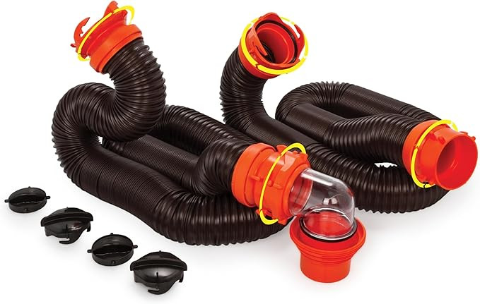 Camco RhinoFLEX 20-Ft Camper/RV Sewer Hose Kit - Features Clear Elbow Fitting w/Removable 4-in-1 ... | Amazon (US)
