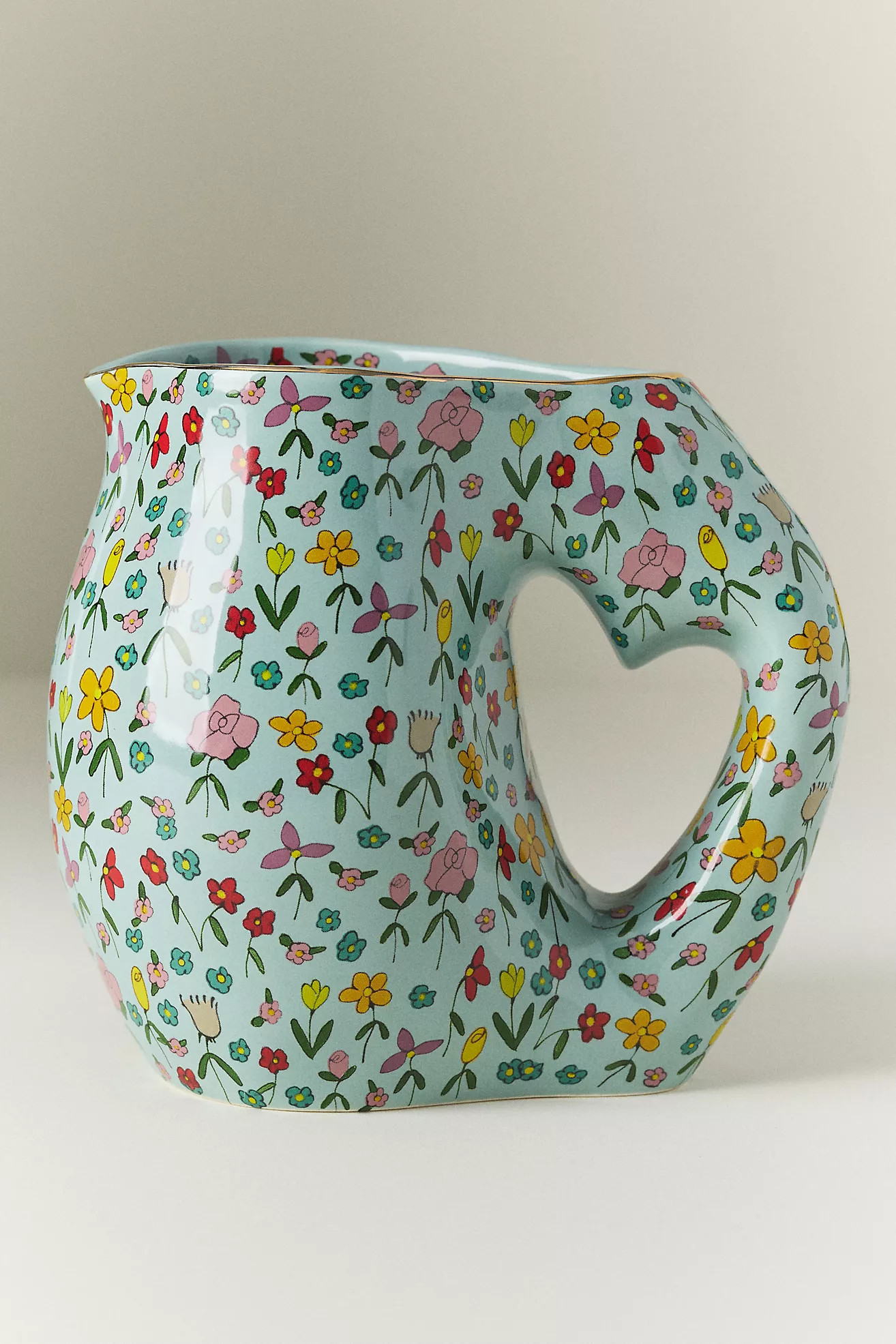 The Mud Fairy Blooming Hearts Stoneware Pitcher | Anthropologie (US)