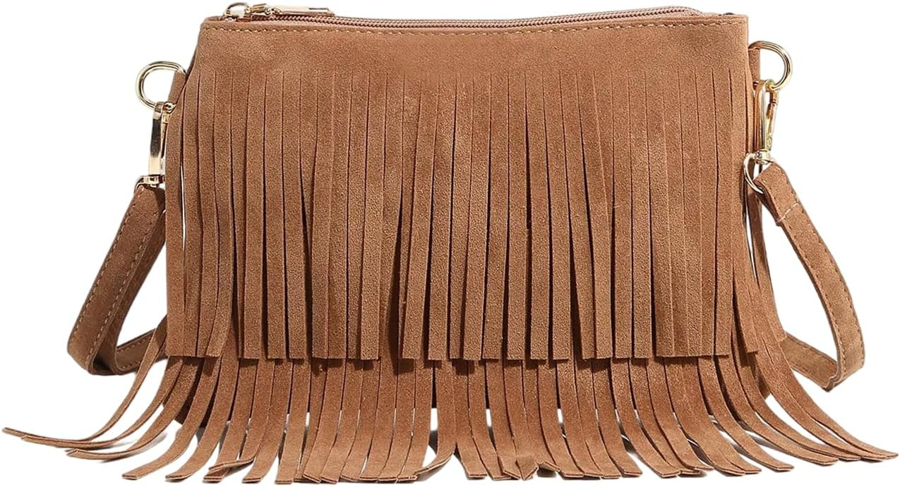 OYOANGLE Women's Boho Suede Fringe Crossbody Bags | Amazon (US)