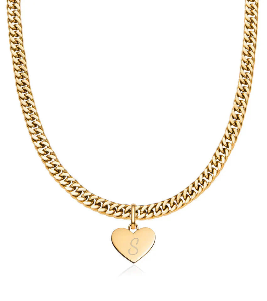 Heart Curb Chain Necklace (Gold) | Abbott Lyon
