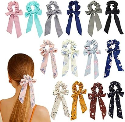 Wooyaya 14Pcs Chiffon Hair Scrunchies Bowknot Ribbon Elastics Hair Bands Scrunchy Flowers and Sol... | Amazon (US)