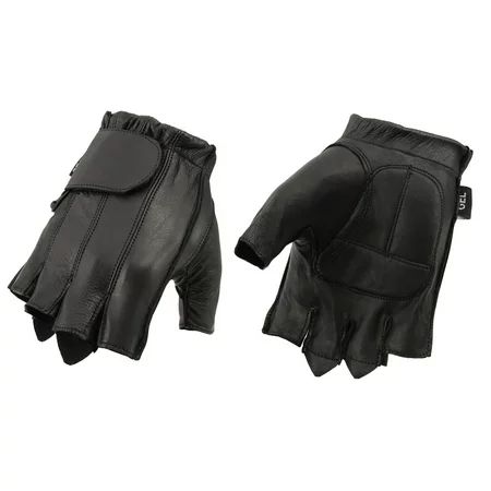 M Boss Motorcycle Apparel BOS37565 Mens Black Full Panel Leather Fingerless Glove with Gel Padded Pa | Walmart (US)