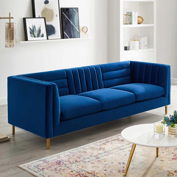 Machuca 90" Velvet Rolled Arm Chesterfield Sofa | Wayfair North America