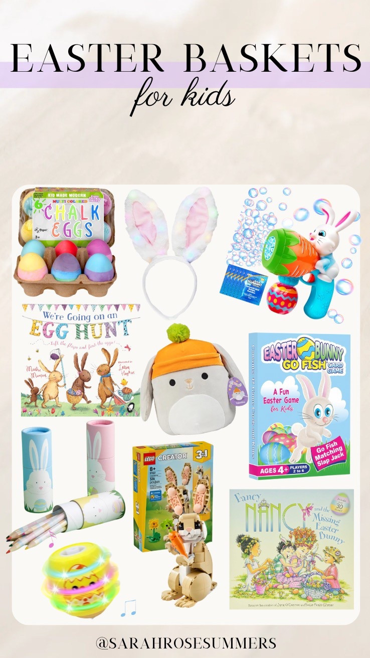 Easter basket stuffers for kids. Easter basket toys. Easter books. Easter stuffed animals. Easter chalk and pencils. 

#LTKSeasonal #LTKKids