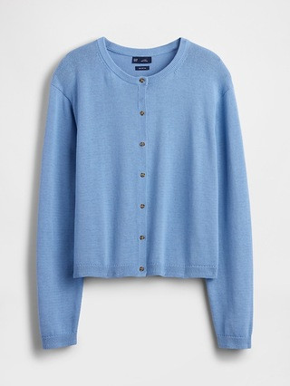 100% Cotton Relaxed Crop Cardigan Sweater | Gap (CA)