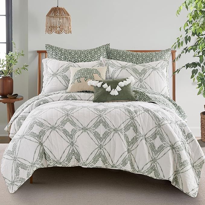 Levtex Home - Kemala Sage Quilt Set - Full/Queen Quilt and Two Standard Shams - Medallion - Sage,... | Amazon (US)