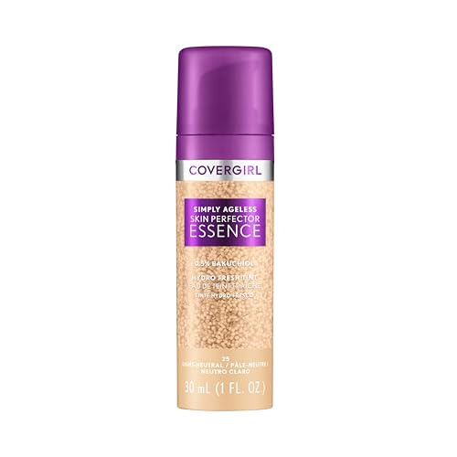 Covergirl Simply Ageless Skin Perfector Essence Foundation, 25 Light-Neutral, Tinted Skincare Makeup Hybrid, Sheer Tint, Radiant Finish, Glowy Finish, Vegan Formula, 1.0oz | Amazon (US)
