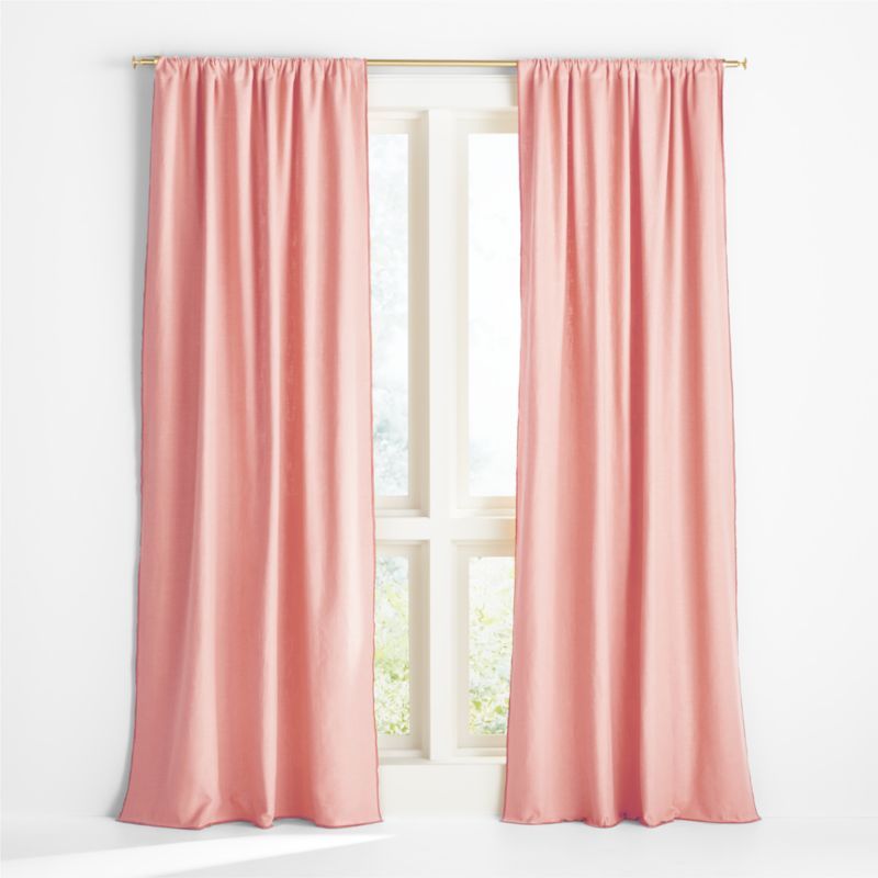 Ori Pink Cotton Kids Window Curtain Panel 44"x84" + Reviews | Crate & Kids | Crate & Barrel