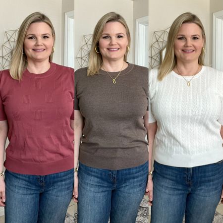 New nicer looking yet can be casual tops that can be worn to work or weekend. Wearing size large in all three. Use code ARACHCLOZ for an extra 5% off.

#LTKOver40 #LTKMidsize #LTKWorkwear