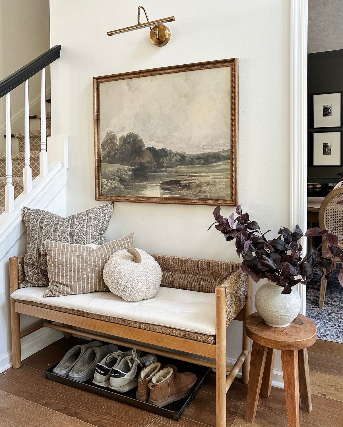 This woven bench does so much heavy lifting in our entryway.

#LTKHome #LTKSeasonal #LTKmomlife