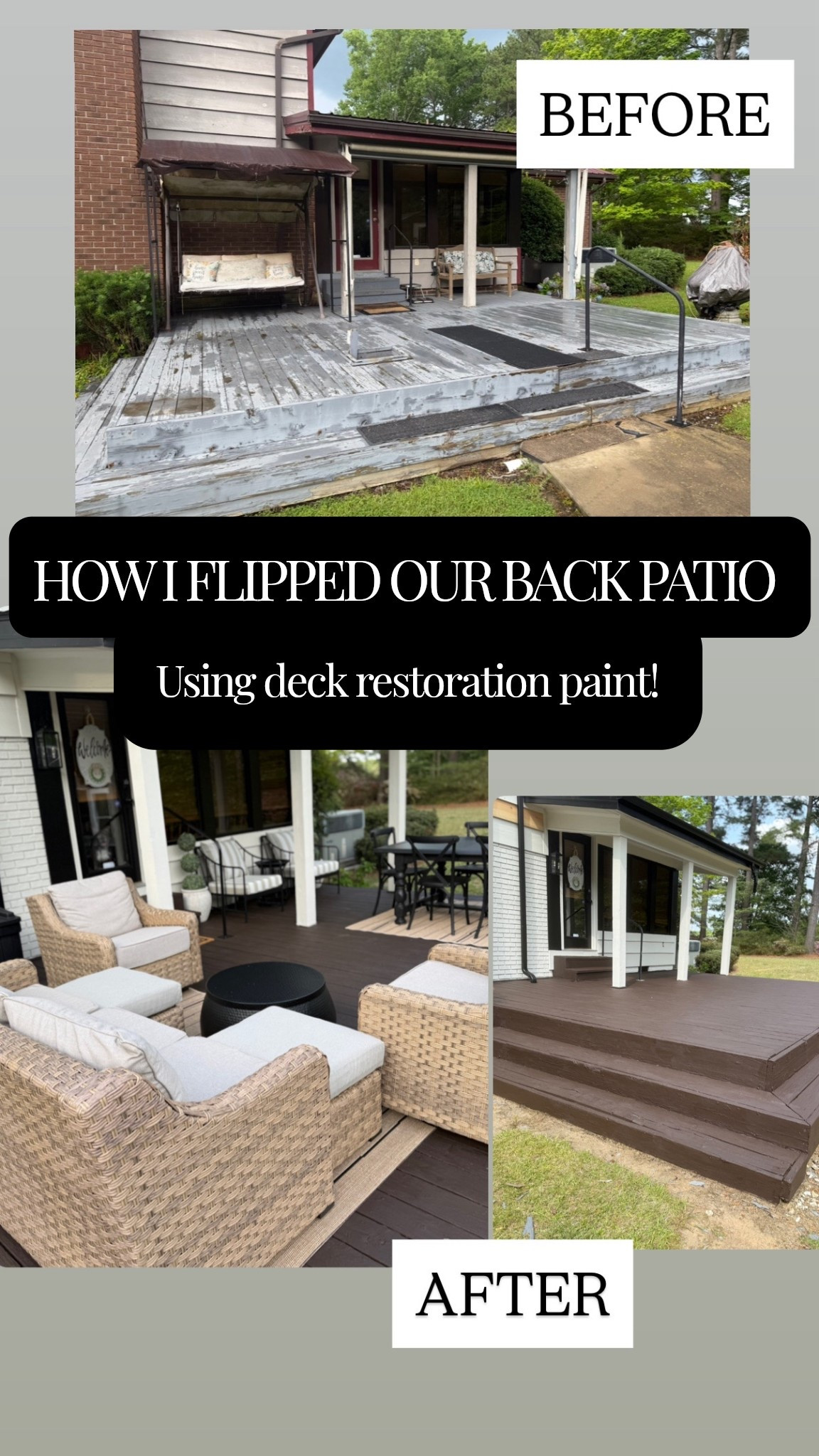 Back patio deck renovation! Transformered our worn tired deck into a luxurious place to sit and relax using this deck restoration paint from Home Depot!  #homedepot #backyard #patio #outdoor #deckideas #homerenovation #diyprojectoutdoors

#LTKSaleAlert #LTKSeasonal #LTKHome