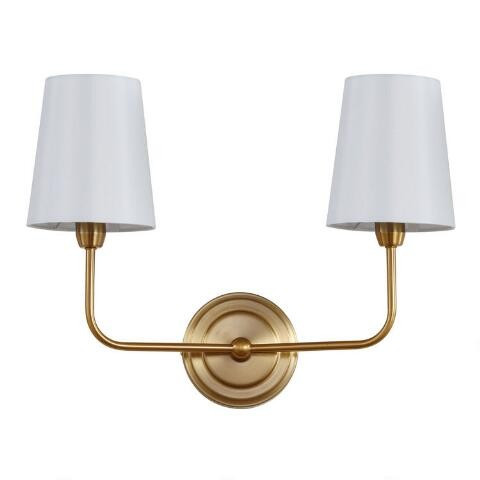Warm Gold Two Arm Riley Wall Sconce | World Market