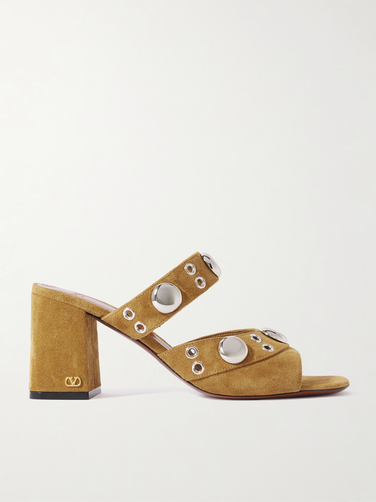 Valentino Garavani - Nellcôte 75 Embellished Suede Mules - Brown | NET-A-PORTER (US)