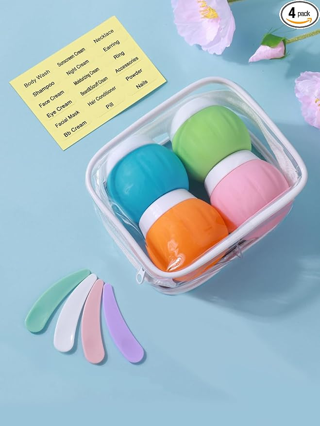 Travel Containers for Toiletries, TSA Approved 1.7oz 50ml Travel Size Silicone Cream Jars BPA Fre... | Amazon (US)