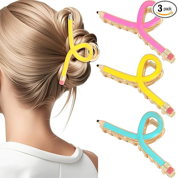 YARIEW Pencil Hair Claw Clips for Women Thick Hair Funny Back to School Hair Clips for Thin Hair ... | Amazon (US)