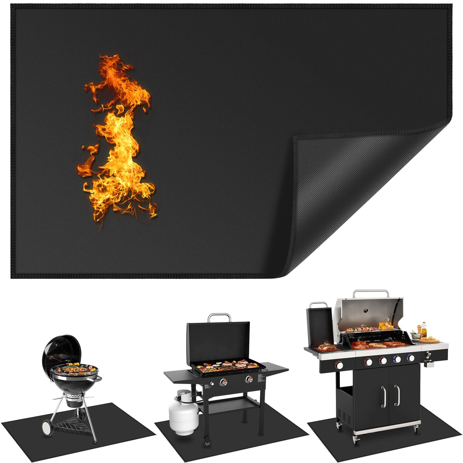 Large 65 x 39 Inch Under Grill Mats for Outdoor Grill, Heavy Duty Fireproof Deck Patio Protector ... | Amazon (US)