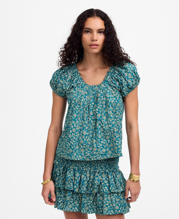 Scoopneck Puff-Sleeve Top in Floral | Madewell | Madewell