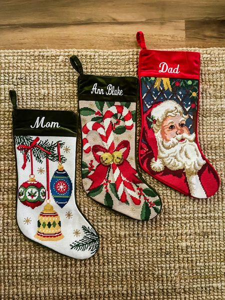 Personalized needlepoint Christmas stockings 
Monogrammed holiday  

#LTKHoliday #LTKSeasonal #LTKfindsunder50