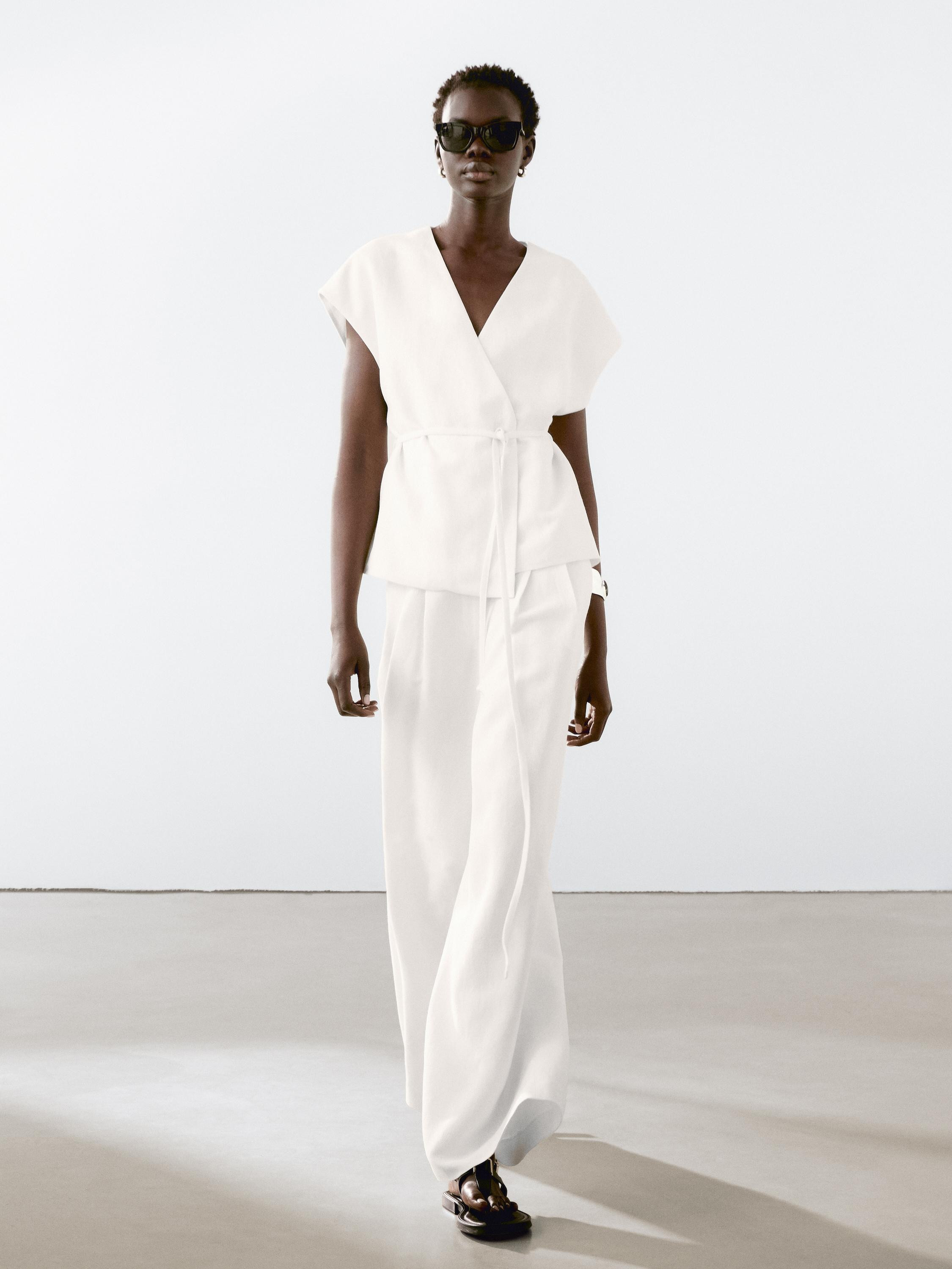 Flowing pleated palazzo trousers | Massimo Dutti US