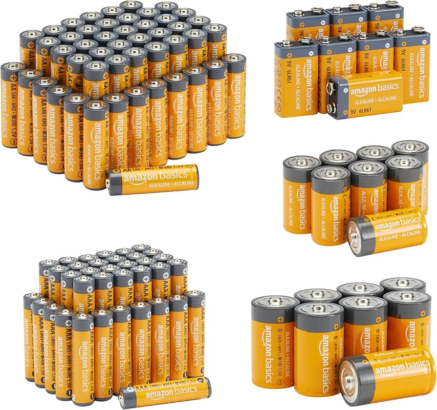 Amazon Basics 108 Count Alkaline Battery Super Value Pack - 48 AA + 36 AAA + 8 C + 8 D + 8 9Volt | Amazon (US)