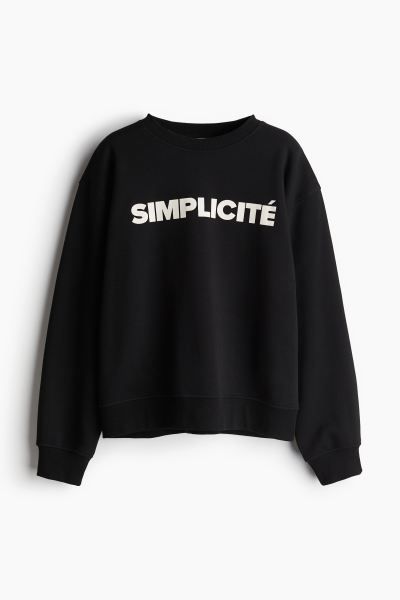 Crew-neck Sweatshirt - Crew-neck - Long sleeve - Black/Simplicité - Ladies | H&M US | H&M (US + CA)