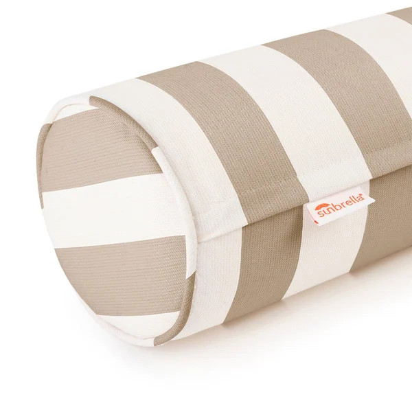 Austin Horn Classics Sunbrella Maxim Heather & Cabana Stripe Zippered & Filled Neck Roll Bolster,... | Bed Bath & Beyond