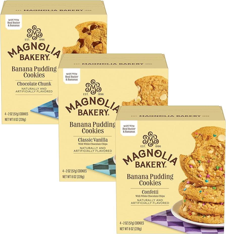 Magnolia Bakery Banana Pudding Cookies Variety Trio, 2 Ounce (Pack of 12), Soft-Baked, Classic Va... | Amazon (US)