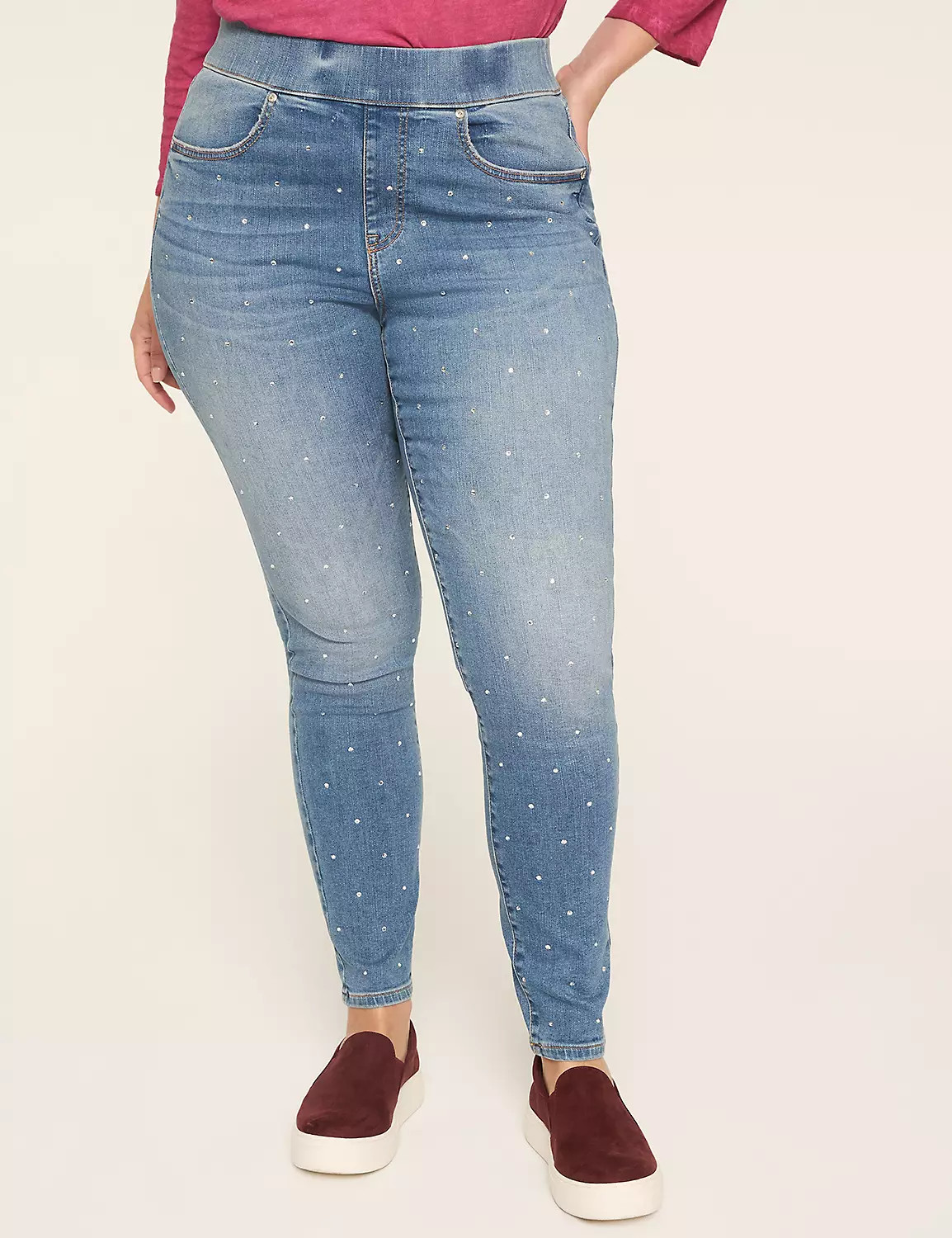 Pull-On Fit Embellished High-Rise Jegging | Lane Bryant (US)