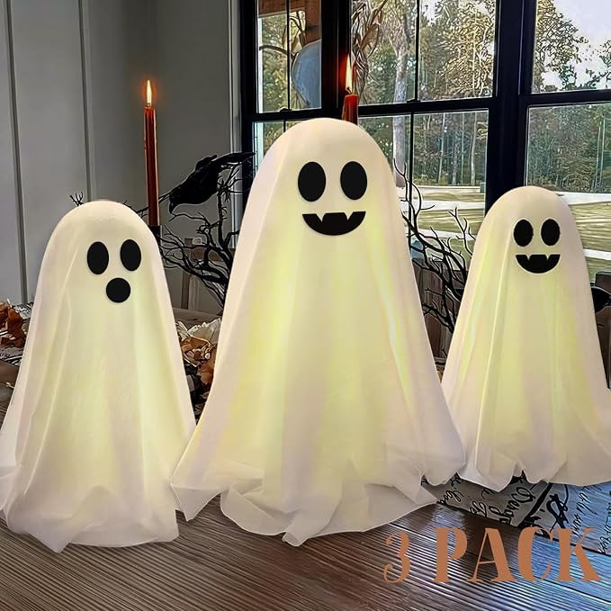 ORIENTAL CHERRY Halloween Decor - Halloween Decorations Indoor - Set of 3 DIY Spooky Ghosts Craft... | Amazon (US)