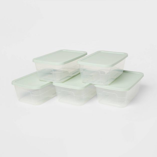 5pk 6qt Clear Storage Boxes Green - Room Essentials™ | Target