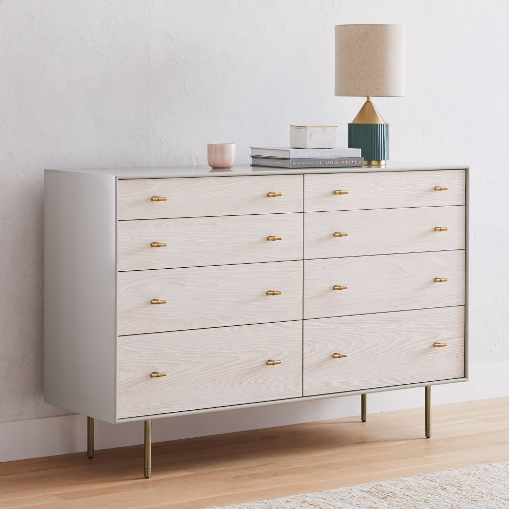 Modernist Wood &amp; Lacquer 8-Drawer Dresser - Winter Wood | West Elm (US)