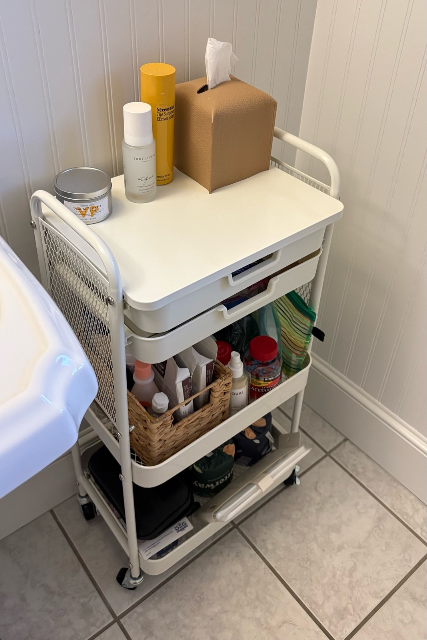 I have zero storage in my bathroom and this is perfect to hold my everyday things! #storageideas #organization #storage #smallbathroom

#LTKgrwm #LTKHome #LTKmorningroutine