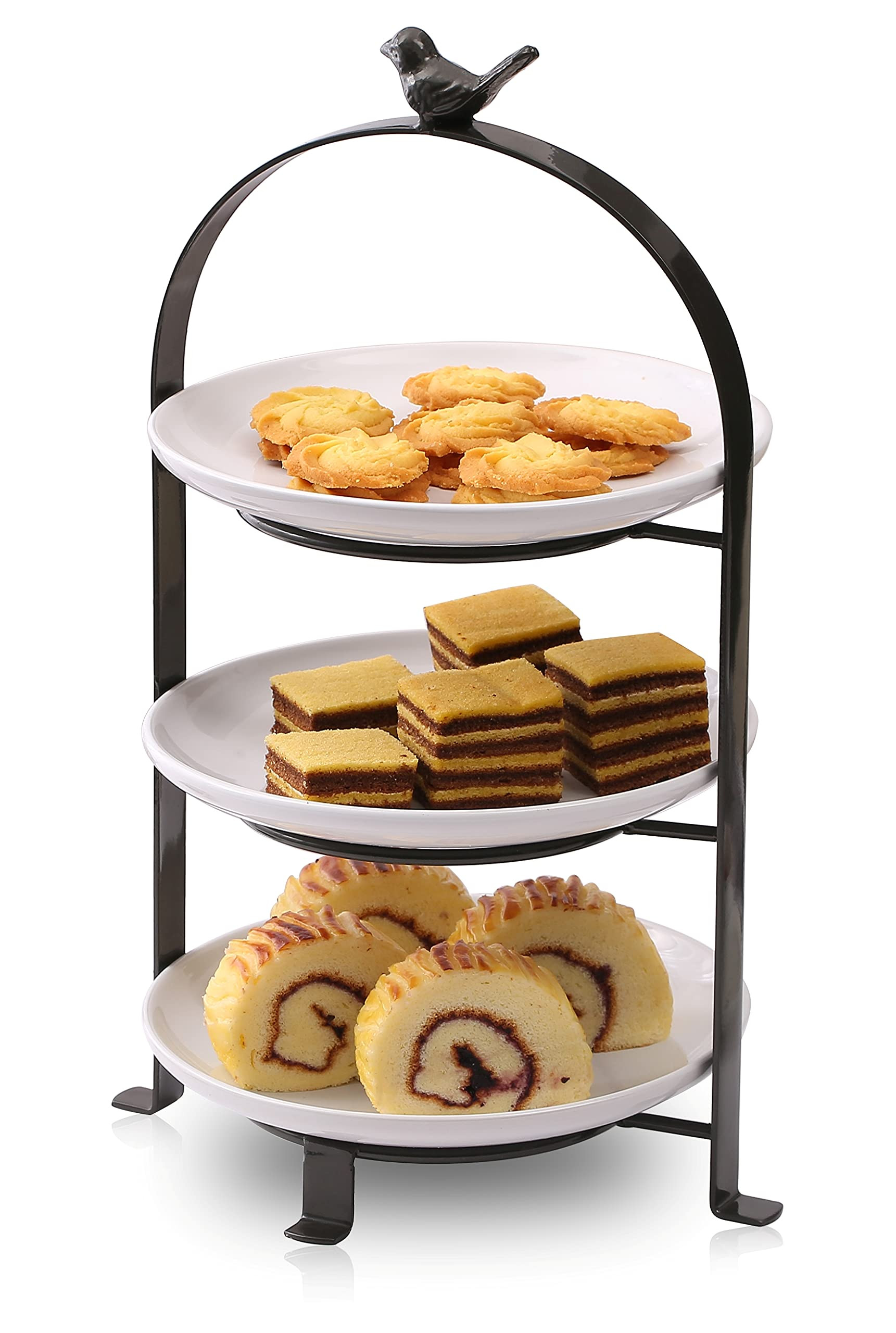 SparkWorks 3 Tiered Cake Stand, Tea Party Serving Platter, Dessert and Cupcake Stand, Metal Tiere... | Amazon (US)