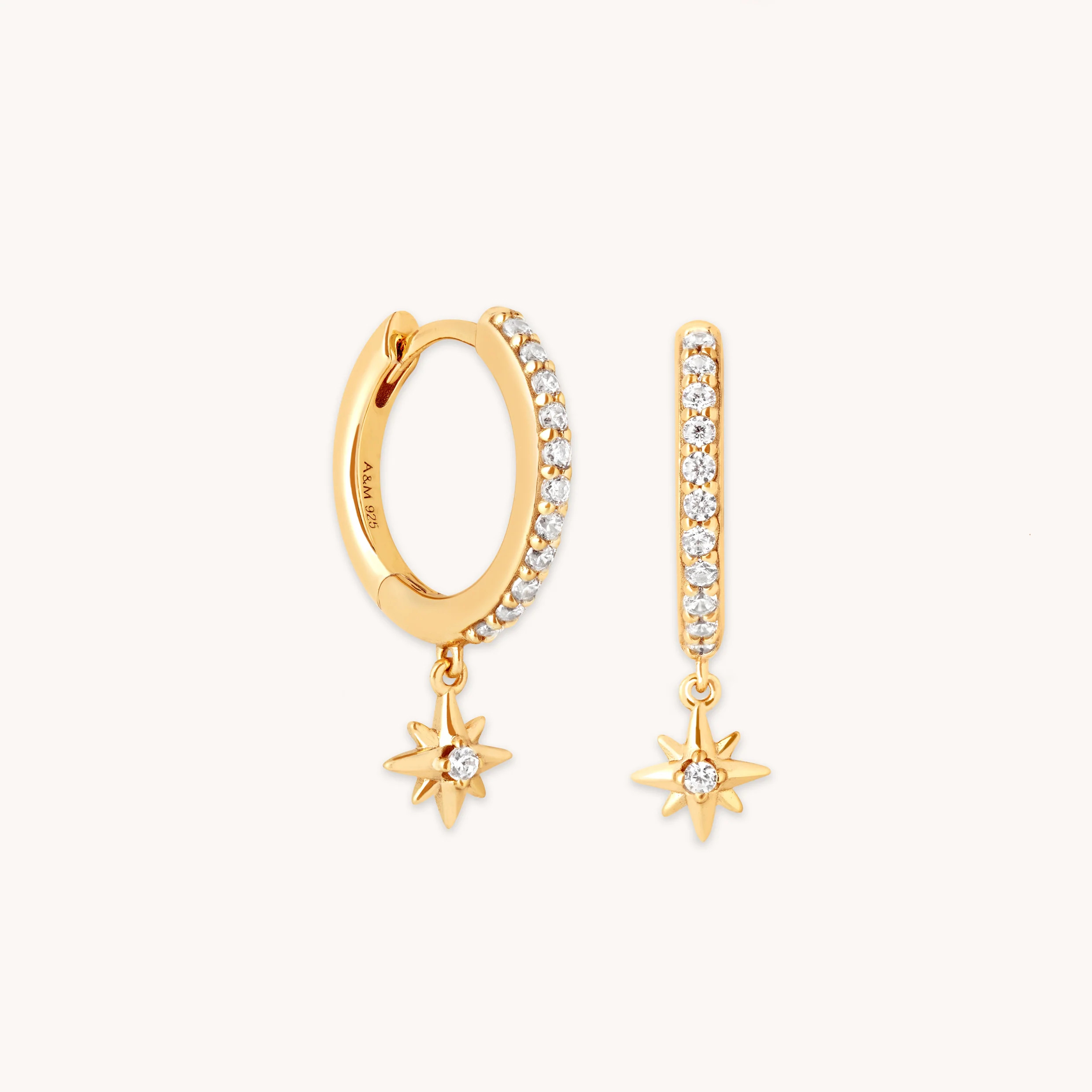 Twilight Star Pavé Hoops in Gold | Astrid & Miyu UK